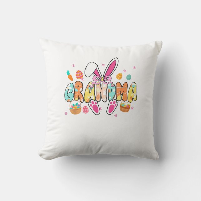 Grandma Easter Grandma Coquette Bunny Ears Eggs Ba Kissen (Vorderseite)