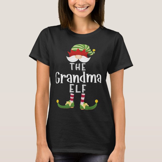 Grandma Elf Christmas Funny Pajama Party T-Shirt (Vorderseite)