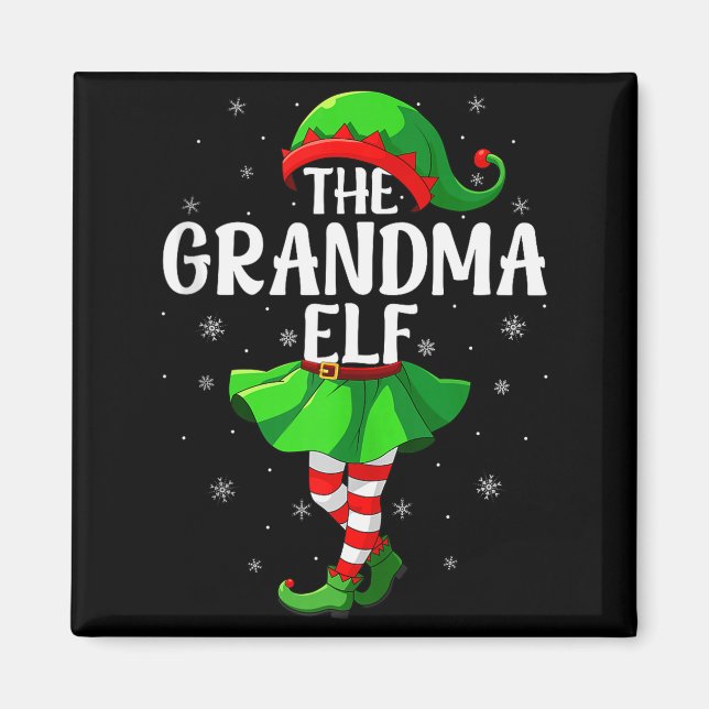 Grandma Elf Christmas Girls Women Elf Squad Xmas F Magnet (Vorne)