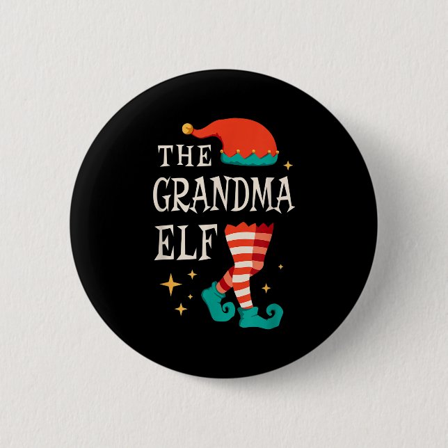 Grandma Elf Family Matching Group Christmas Grandm Button (Vorderseite)