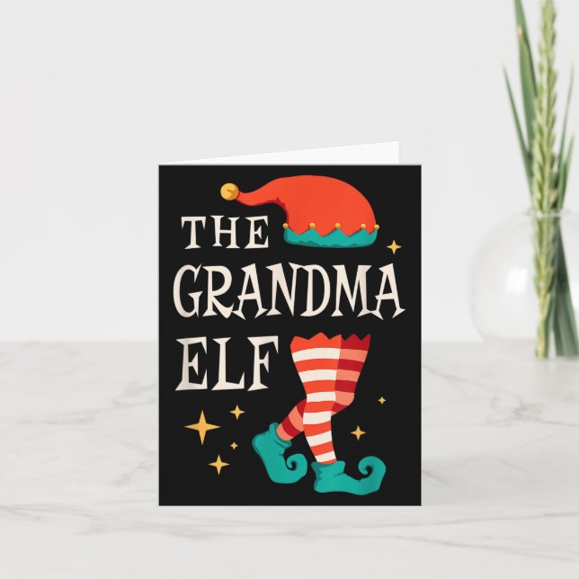 Grandma Elf Family Matching Group Christmas Grandm Karte (Vorderseite)