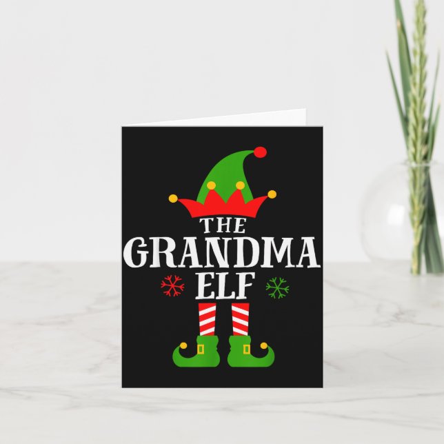Grandma Elf Funny Matching Family Christmas Pajama Karte (Vorderseite)