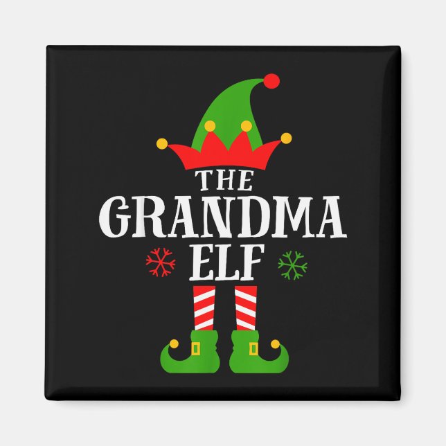 Grandma Elf Funny Matching Family Christmas Pajama Magnet (Vorne)