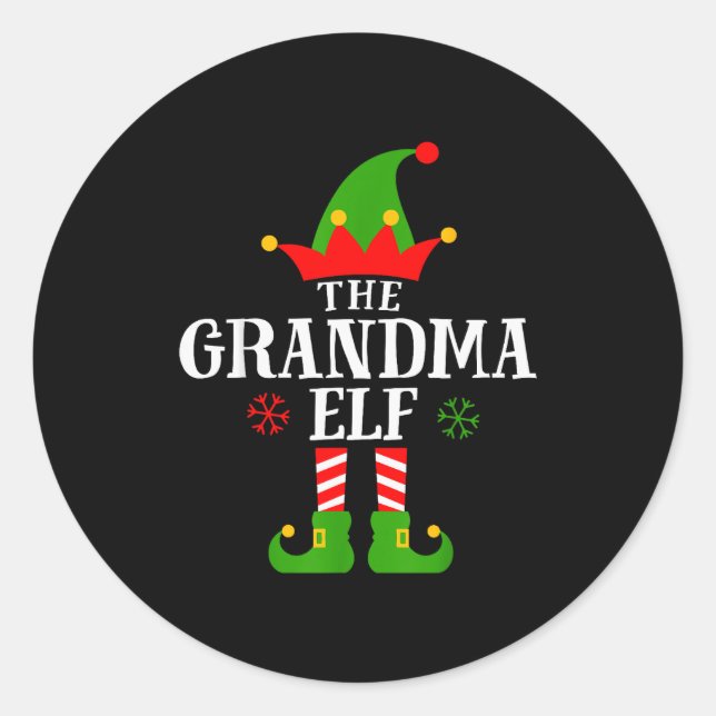 Grandma Elf Funny Matching Family Christmas Pajama Runder Aufkleber (Vorderseite)