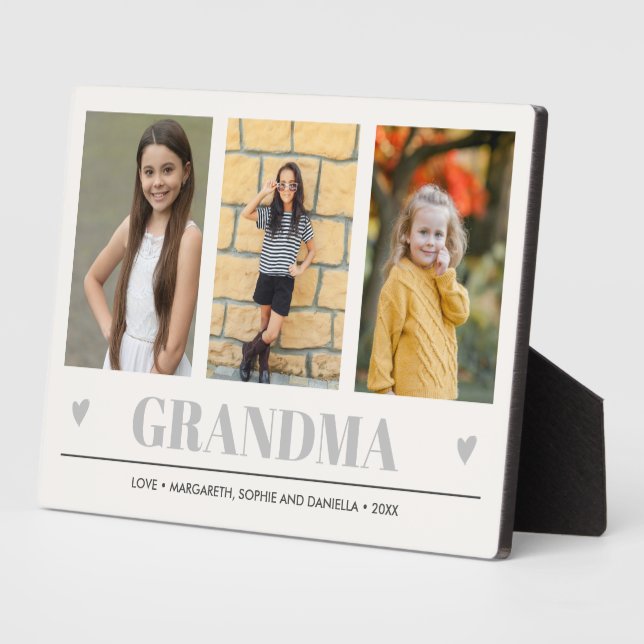 GRANDMA Entenkinder NAMES 3 Foto GRAUE HERZEN Fotoplatte (Seite)