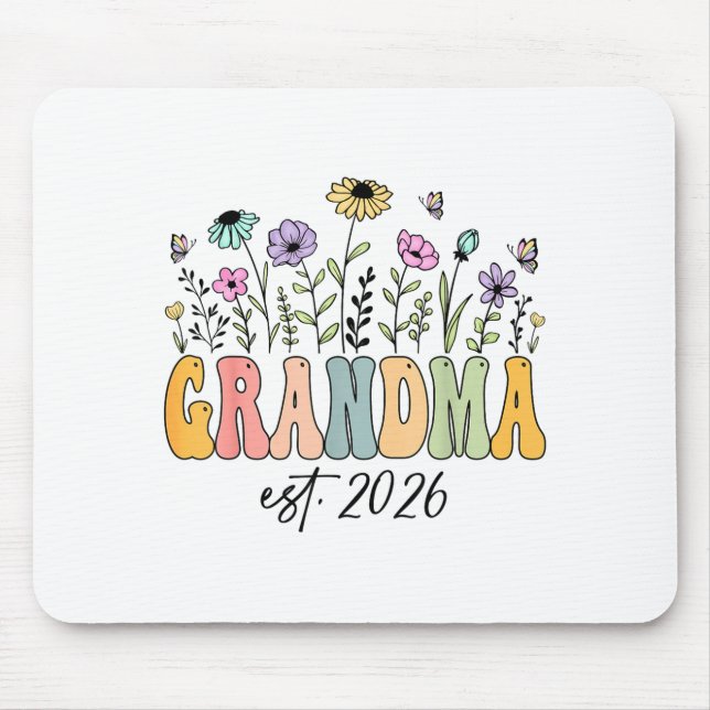 Grandma Est. 2026 Wildflower Promoted To Grandma  Mousepad (Vorne)