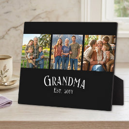 Grandma Est. Established Year Custom Name 3 Photo Fotoplatte