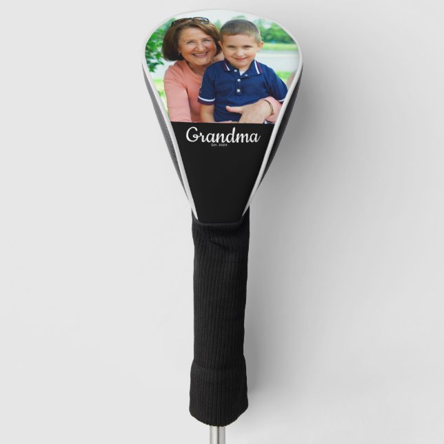 Grandma Established Modern Script Photo  Golf Headcover (Vorderseite)