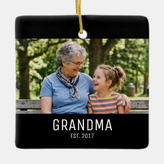 Grandma Established Photo Keramikornament (Vorderseite)