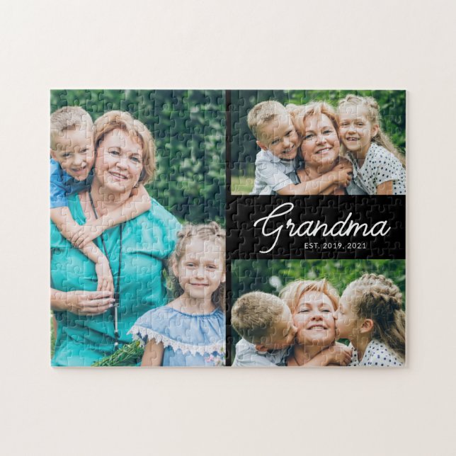 Grandma Established Script 3 Photo Puzzle (Horizontal)