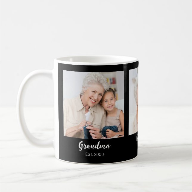 Grandma Established Script Black 3 Photo Kaffeetasse (Links)