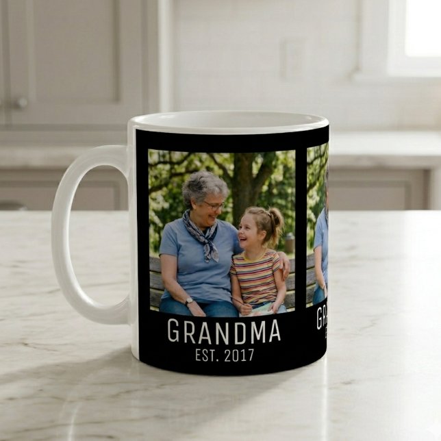 Grandma Established Script Black 3 Photo  Kaffeetasse (Von Creator hochgeladen)