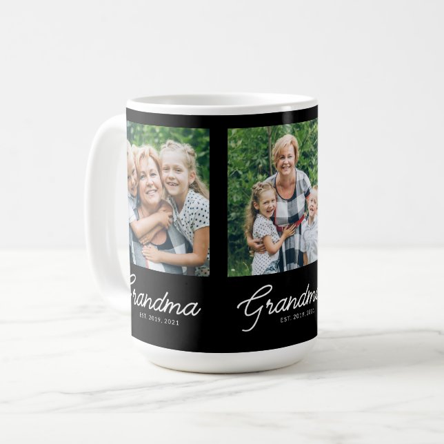 Grandma Established Script Black 3 Photo Kaffeetasse (Vorderseite Links)