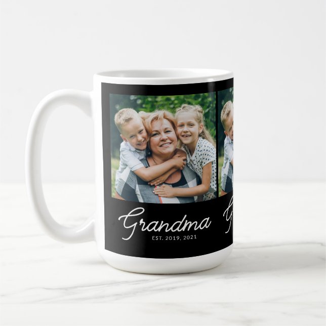 Grandma Established Script Black Photo Kaffeetasse (Links)