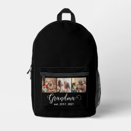 Grandma Established Script Gift 3 Photo Bedruckter Rucksack