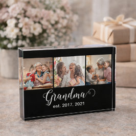 Grandma Established Script Gift 3 Photo Fotoblock