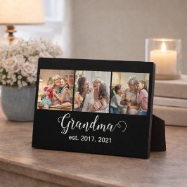 Grandma Established Script Gift 3 Photo Fotoplatte