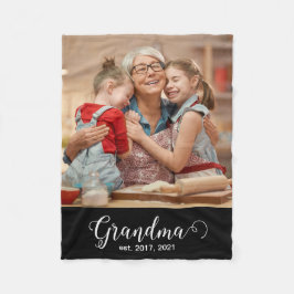 Grandma Established Script Gift Photo Fleecedecke