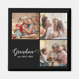 Grandma Established Script Gift Photo Magnet