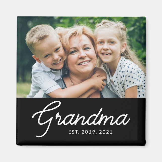 Grandma Established Script Photo Magnet (Vorne)