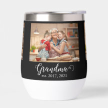 Grandma Established Year Modern White Script Photo