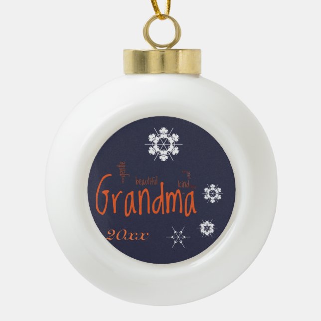 Grandma Evening Snowflakes Word Art Ornament (Vorderseite)