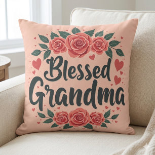 Grandma Floral Vintage Rose Typografie Kissen
