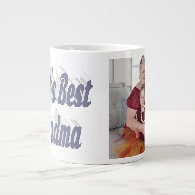 Grandma-Foto-Grautypografie Jumbo-Tasse (Vorderseite)