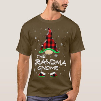 Grandma Gnome Buffalo Plaid Matching Family Christ T-Shirt