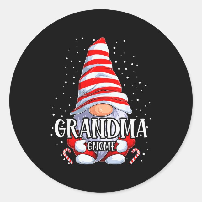 Grandma Gnome Christmas Pajamas Matching Family Gr Runder Aufkleber (Vorderseite)