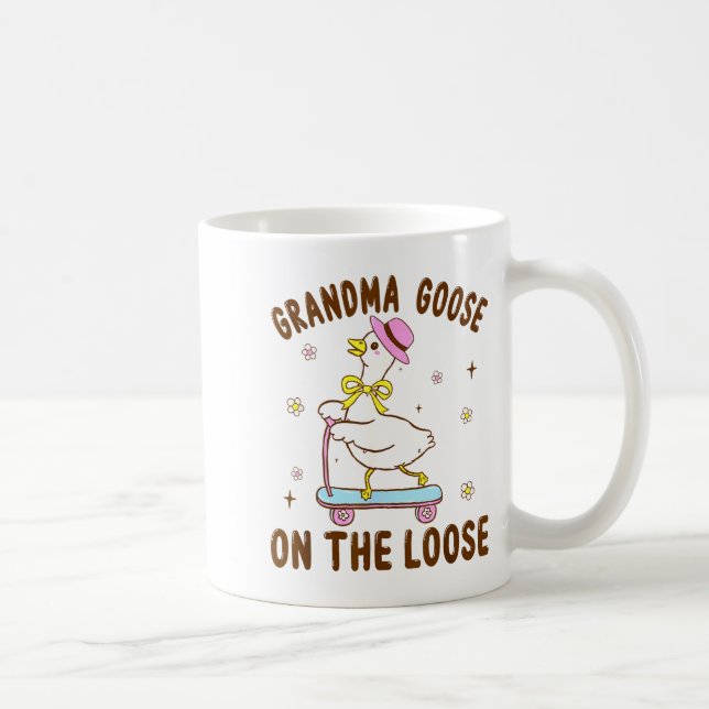 Grandma Goose On The Loose Funny Birthday Matching Kaffeetasse (Rechts)