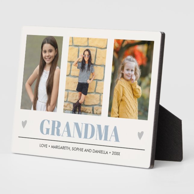 GRANDMA Grandchildren NAMES 3 Foto blau Fotoplatte (Seite)