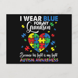 Grandma Grandpa I Wear Blue For My Grandson Autism Postkarte