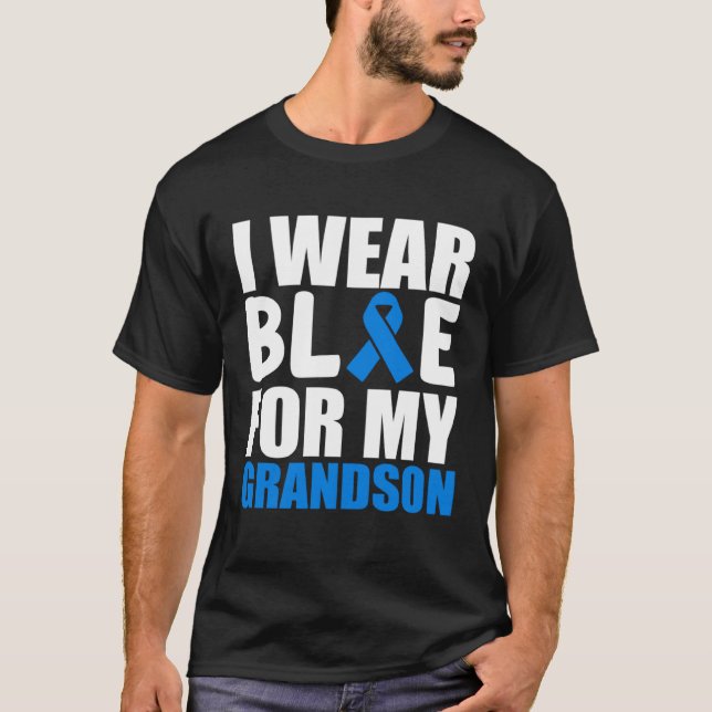 Grandma Grandpa I Wear Blue For My Grandson Autism T-Shirt (Vorderseite)