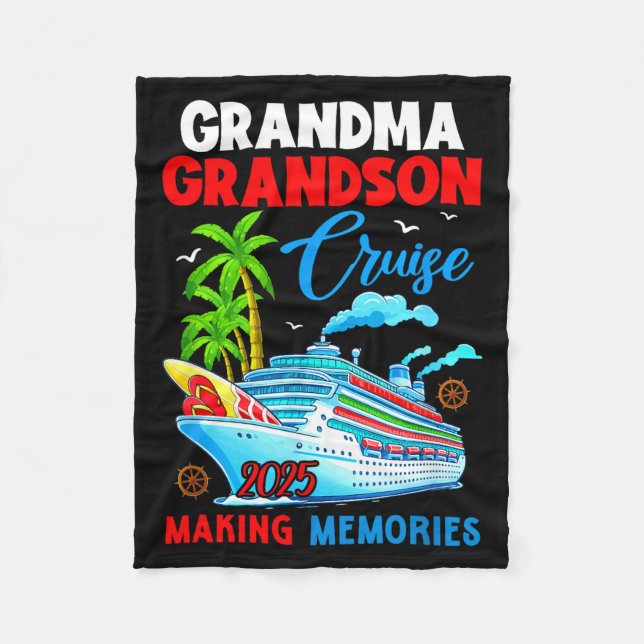 Grandma Grandson Cruise 2025 Memories Christmas Fa Fleecedecke (Vorderseite)