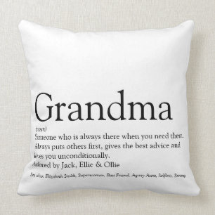 Grandma, Granny Definition Black and White Large Kissen