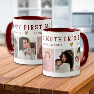 Grandma Happy 1st Mothers Day 5 Photo Maroon Tasse