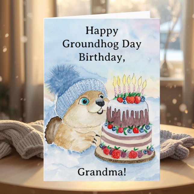 Grandma Happy Groundhog Day Birthday  Karte (Von Creator hochgeladen)