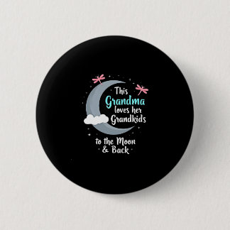 Grandma Loves Her Grandkids Dragonfly Moon Women G Button