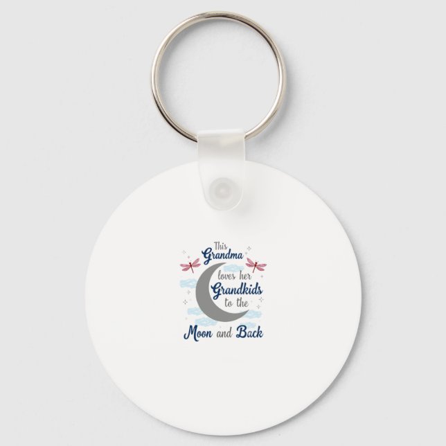 Grandma Loves Her Grandkids Dragonfly Moon Women G Schlüsselanhänger (Vorderseite)