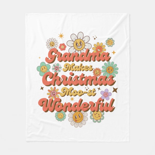 Grandma Makes Christmas Moo-st Wonderful Fleecedecke (Vorderseite)