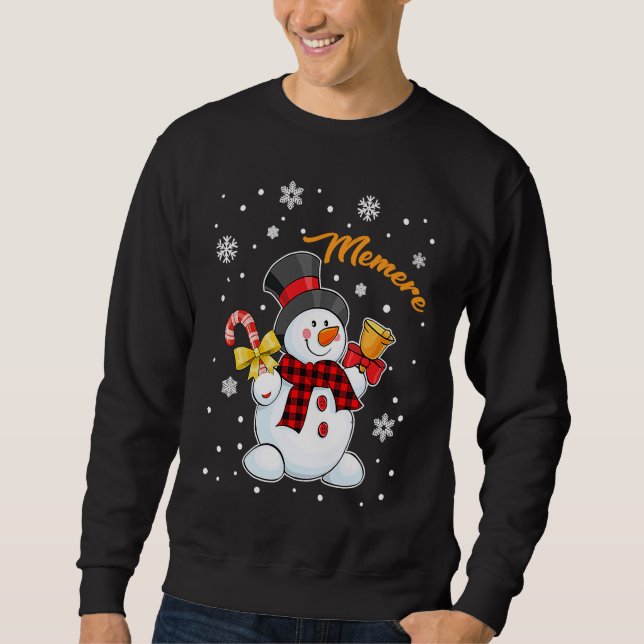 Grandma Memere Snowman Candy Cane Christmas Red Pl Sweatshirt (Vorderseite)