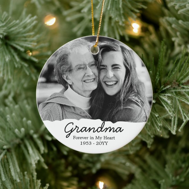 Grandma Memorial Passing Away Remembrance Photo Keramik Ornament