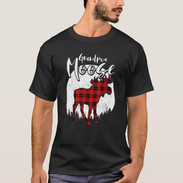 Grandma Moose Red Plaid Buffalo Matching Family Pa T-Shirt (Vorderseite)