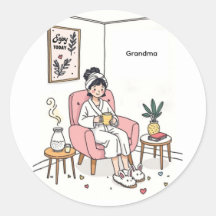 Grandma Mother's Day Cozy Relaxing Illustration