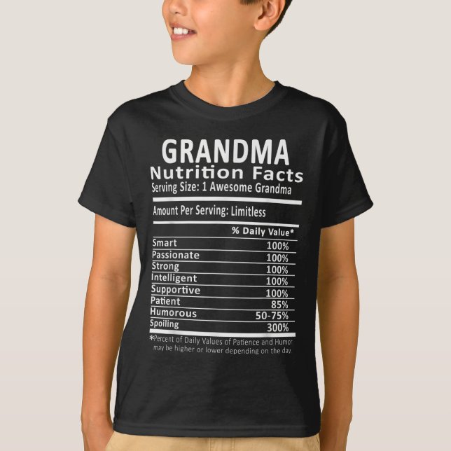 Grandma Nutrition Facts Halloween Thanksgiving Chr T-Shirt (Vorderseite)