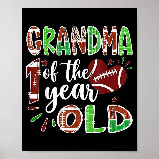 Grandma Of The 1 Year Old Football 1st Birthday Bo Poster (Vorne)