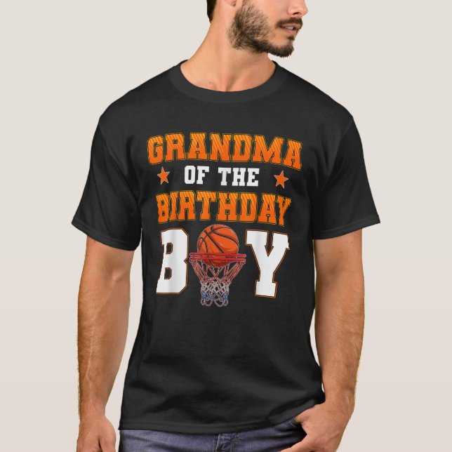 Grandma Of The Birthday Boy Basketball Party Famil T-Shirt (Vorderseite)