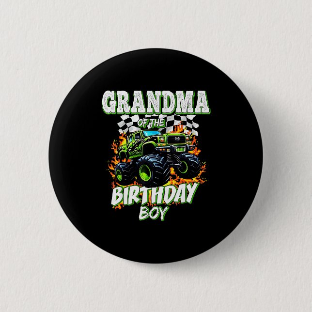 Grandma Of The Birthday Boy Monster Truck Birthday Button (Vorderseite)