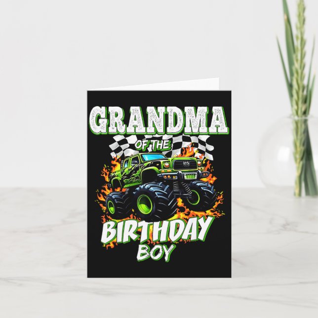 Grandma Of The Birthday Boy Monster Truck Birthday Karte (Vorderseite)
